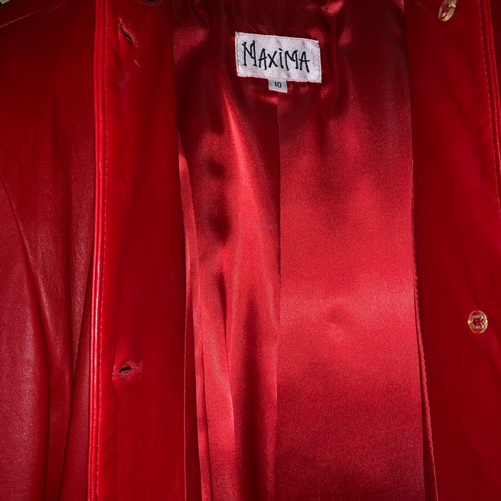 Maxima Red Leather Jacket - Picture 2 of 4